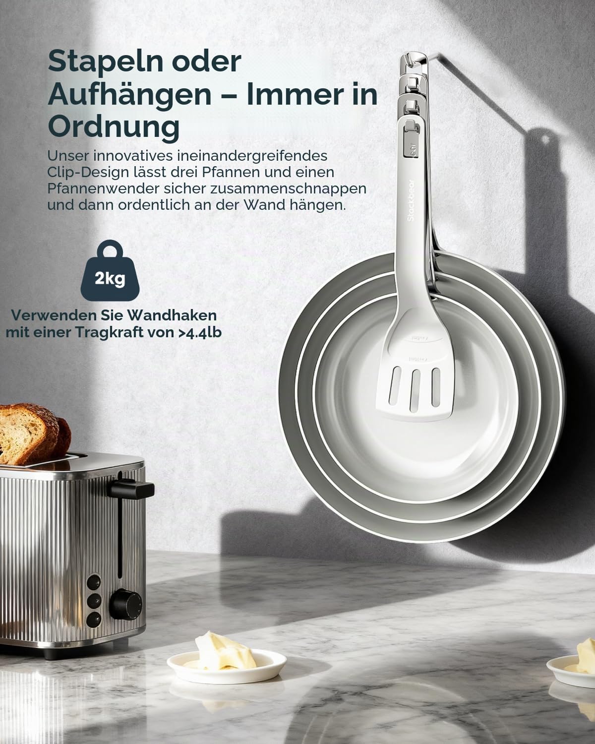 Antihaft-Pfannenset Induktion, Ungiftige Keramikpfannen, Bratpfannen und Pfannen, 3-teilig (20/24/28 cm) – Frei von PFAS, PTFE und PFOA, Spülmaschinen- und Ofenfest, Hellblaue