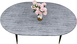 LIBERECOO Oval Fitted Vinyl Tablecloth - Fits 48 x 68 Inch Oval Table - Carbon Gray Wood - Waterproof, Elastic Edged for Secure Fit, Easy to Clean Plastic Table Cover
