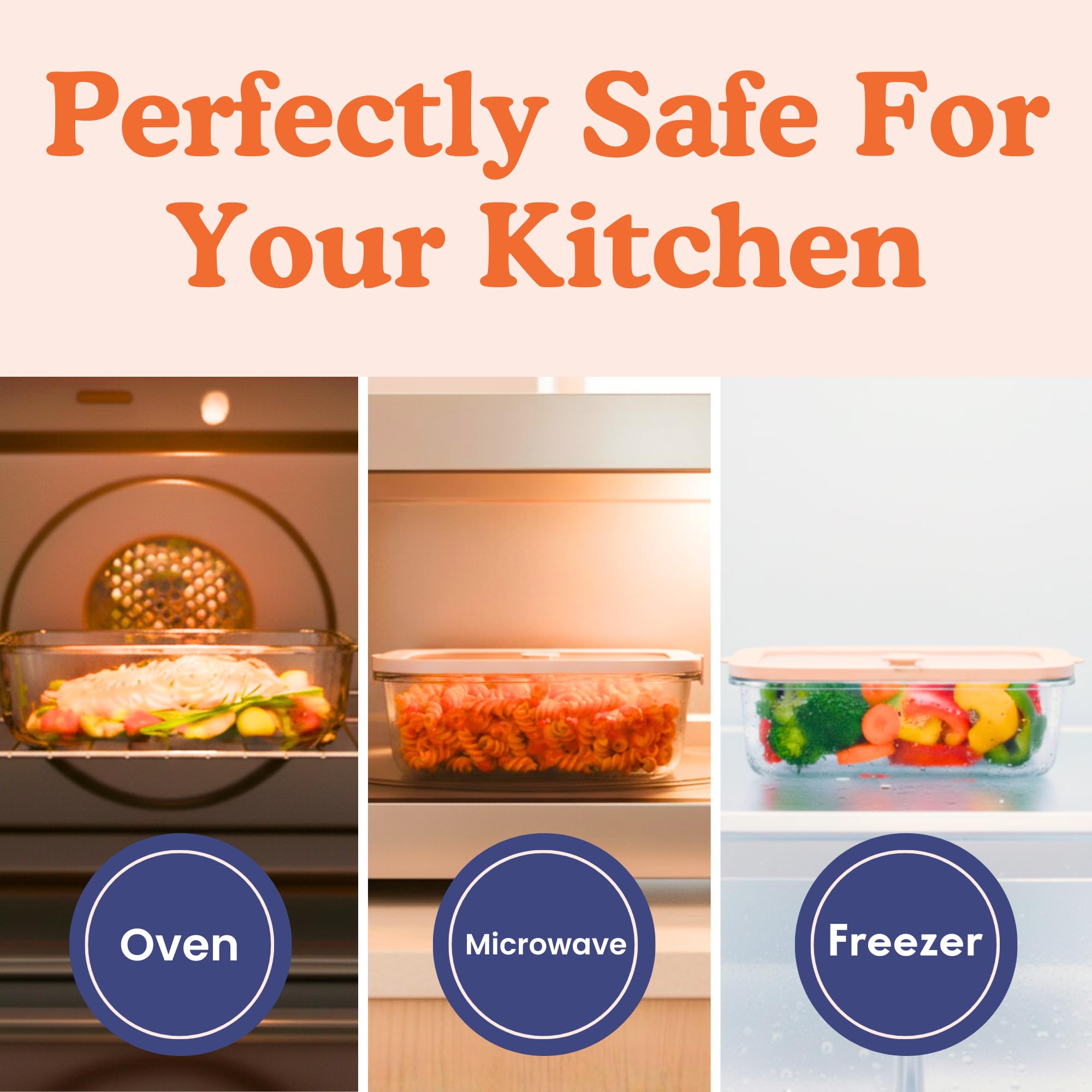 Non-Toxic  (4.4 Cup) Glass Storage Containers with Lids – Plastic Free Meal Prep Containers for Lunch, Airtight Food Storage, Microwave and Freezer Safe, 4 Pack - Ziruma