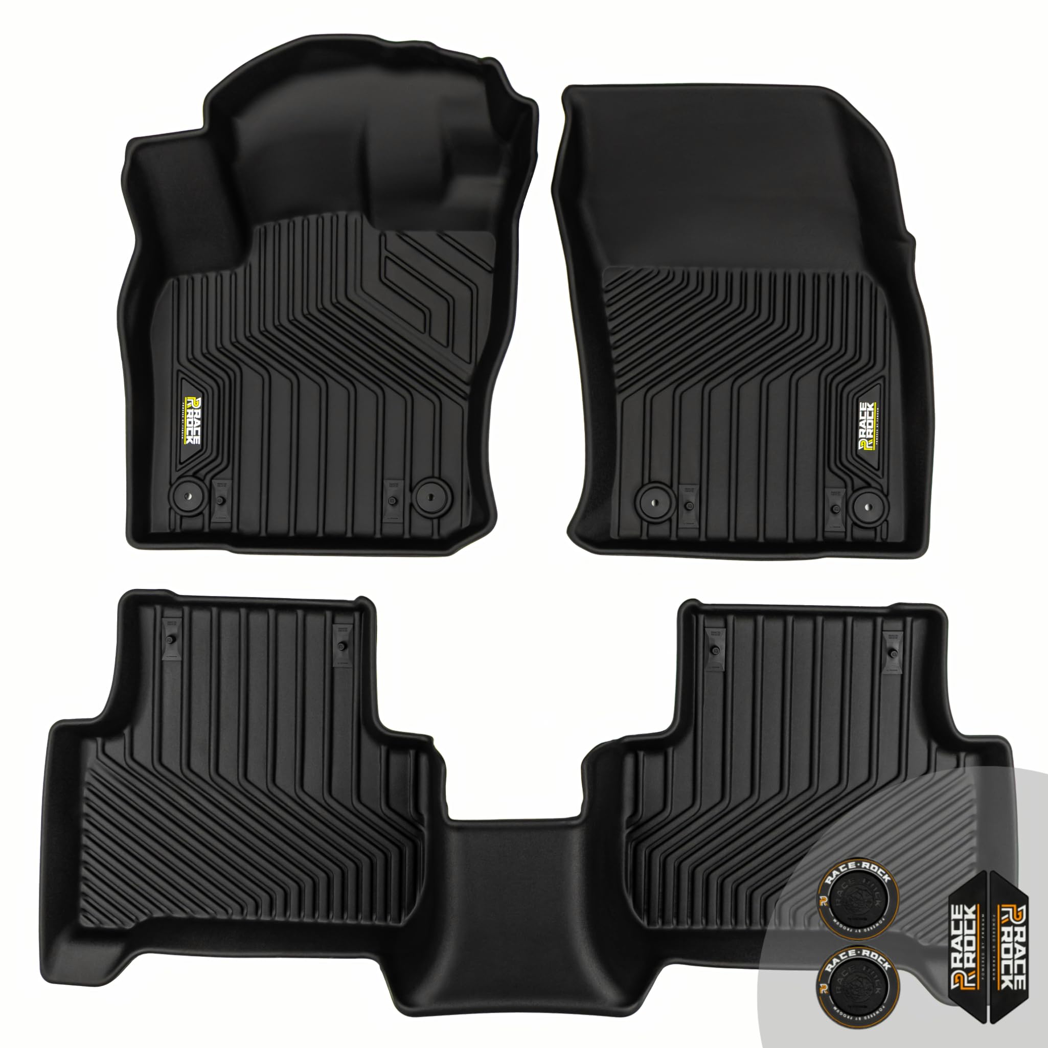FROGUM Race Rock Alfombrillas para Coche 2 en 1 TPE + Terciopelo Alfombras para Volkswagen Tiguan II 2016-2024| Los Bordes Altos hasta 20cm