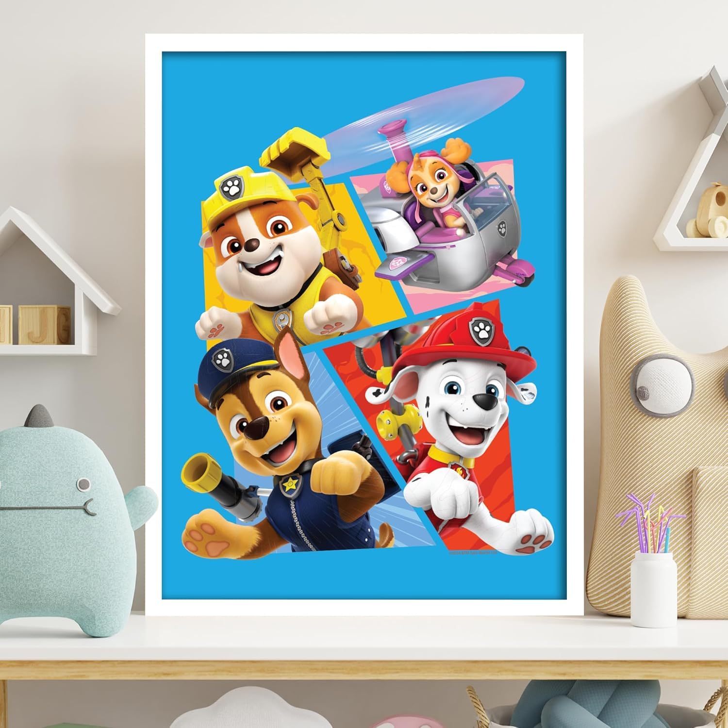 Themed Paw Patrol Print - 4 Pups Jumping Out Poster Wall Art (42cm x 59.4cm - A2)