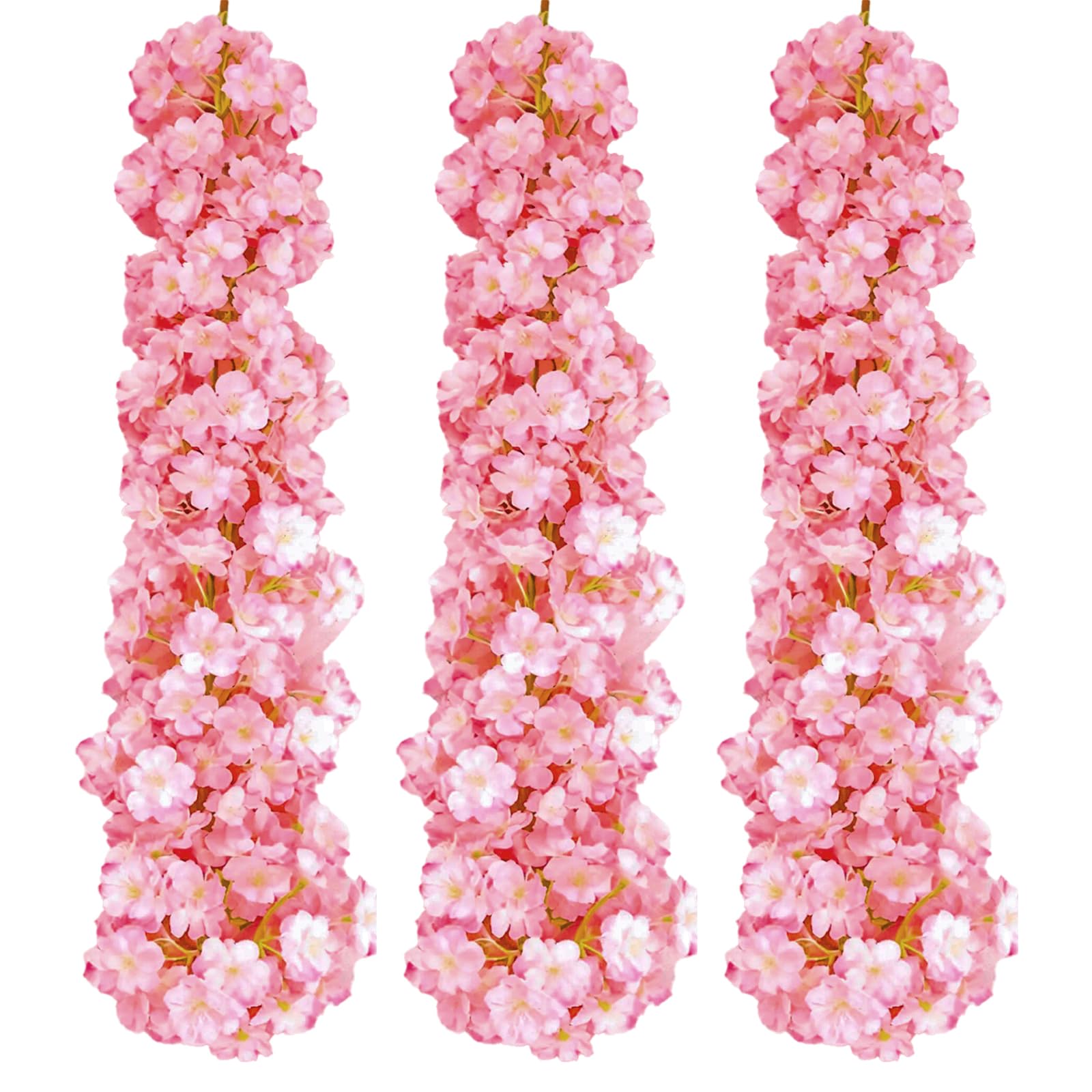 3 Pcs 180cm Artificial Silk Cherry Blossom Garland Vines Hanging Vine garland Artificial Flowers,Fake Floral Garland for Outdoor Indoor Wedding Wall Badroom Ceremony Home Wedding Decoration(Pink)