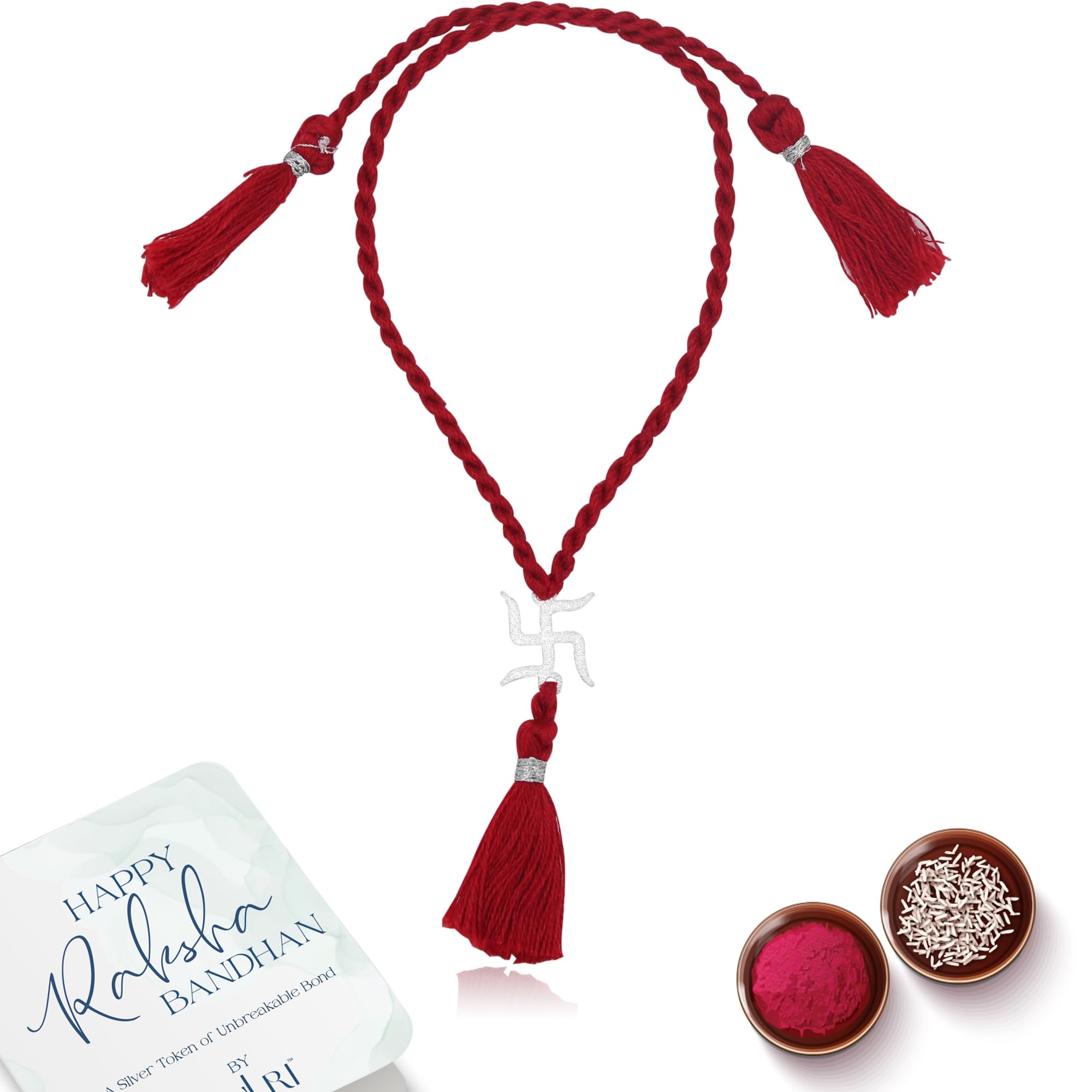 ZULRI 925 Sterling Silver Divine Swastik Rakhi for Bhabhi (Lumba) Cotton Thread | Rakshabandhan Rakhi With Greeting Card & Roli Chawal and Certificate of Authenticity 925 Silver (Bhabhi) (B0D9BW4L7K) Amazon Price History, Amazon Price Tracker