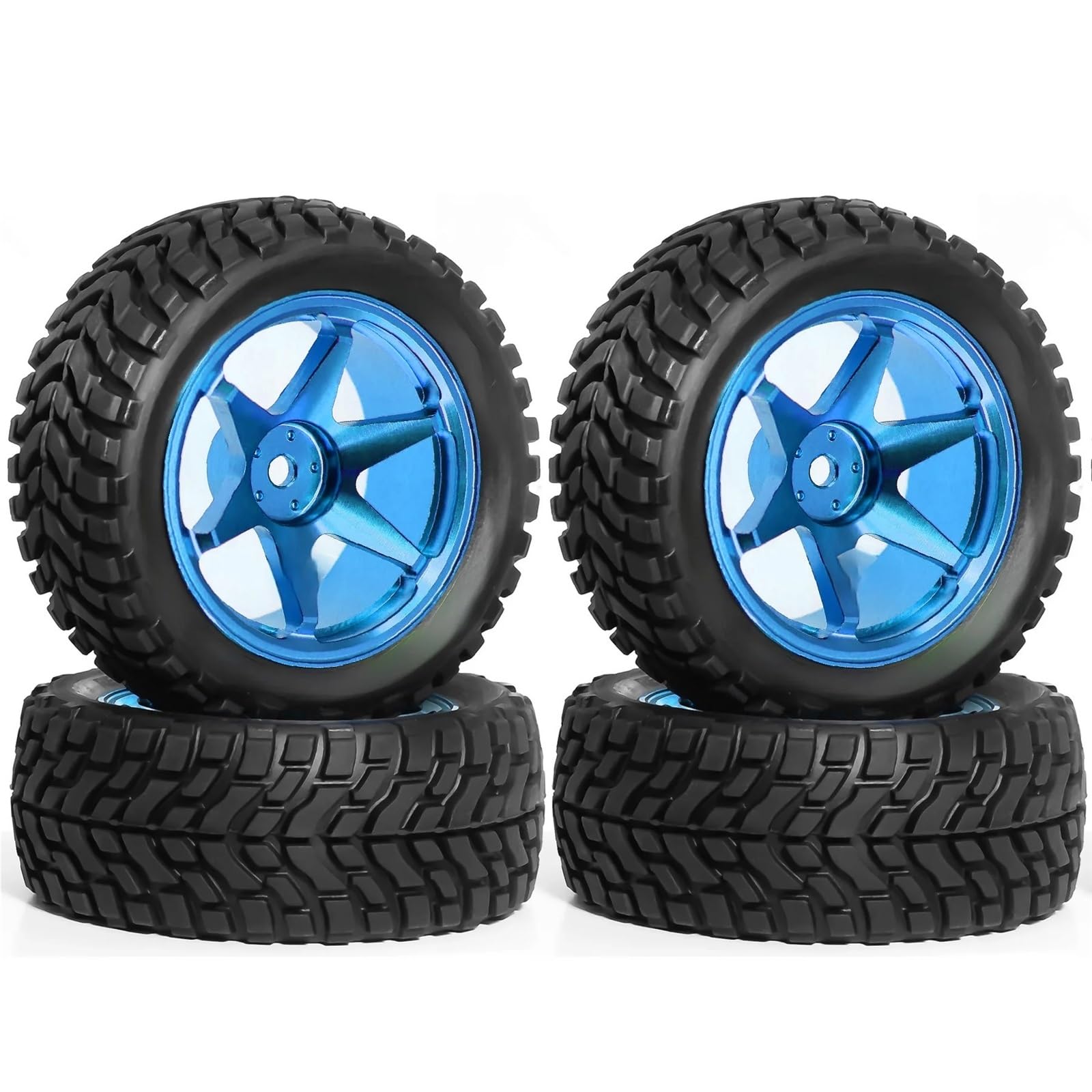 Accessori Rc Per Redcat Per HSP Per HPI 1/10 4 Pezzi 12mm Hex Cerchioni E Pneumatici Set Completo RC Drift Car Decorativi Di Ricambio Modelli Giocattoli(Blue)