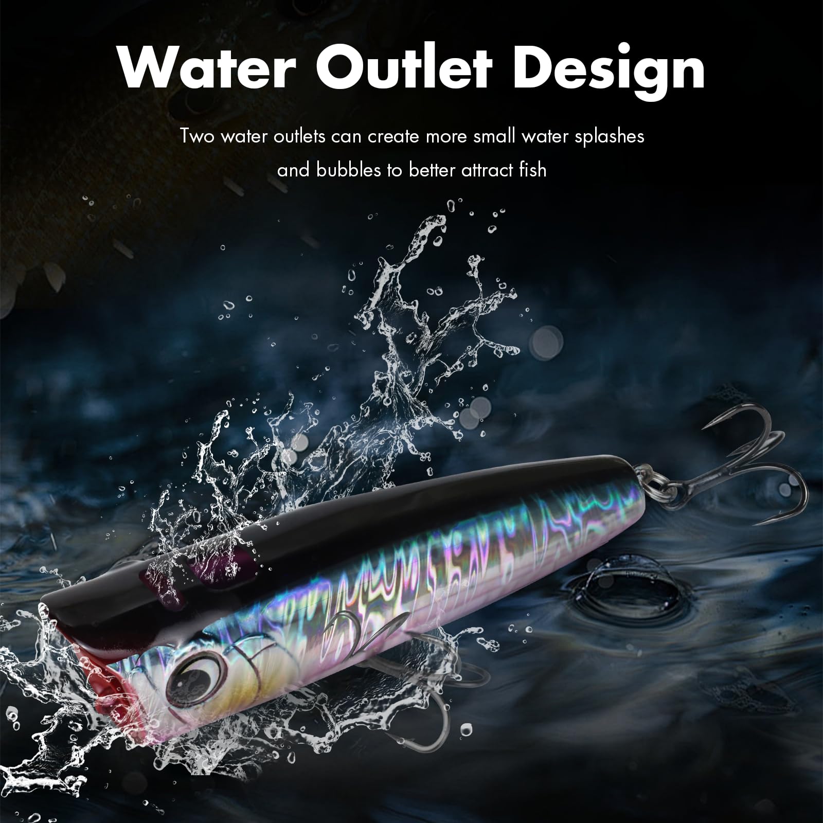 GULULUT Popper Fishing Lure for Freshwater and Saltwater, Floating Popper Lure for Top Water Layer, Lifelike and Shining Bass Lures to Improve Fishing Efficiency, Gift for Men