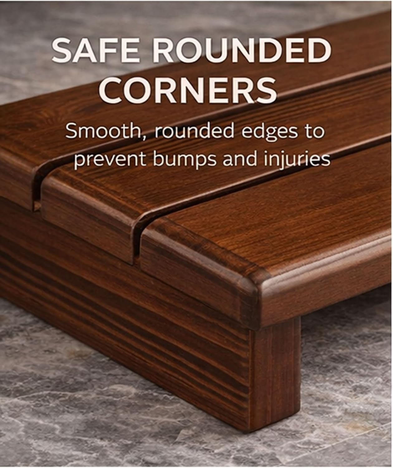 Solid Wood Under Desk Foot Rest, Ergonomic Non-Slip Tilt Foot Stool for Office & Home, Extra Wide Step Stool for Adults(Brown,120cm/47.2in)