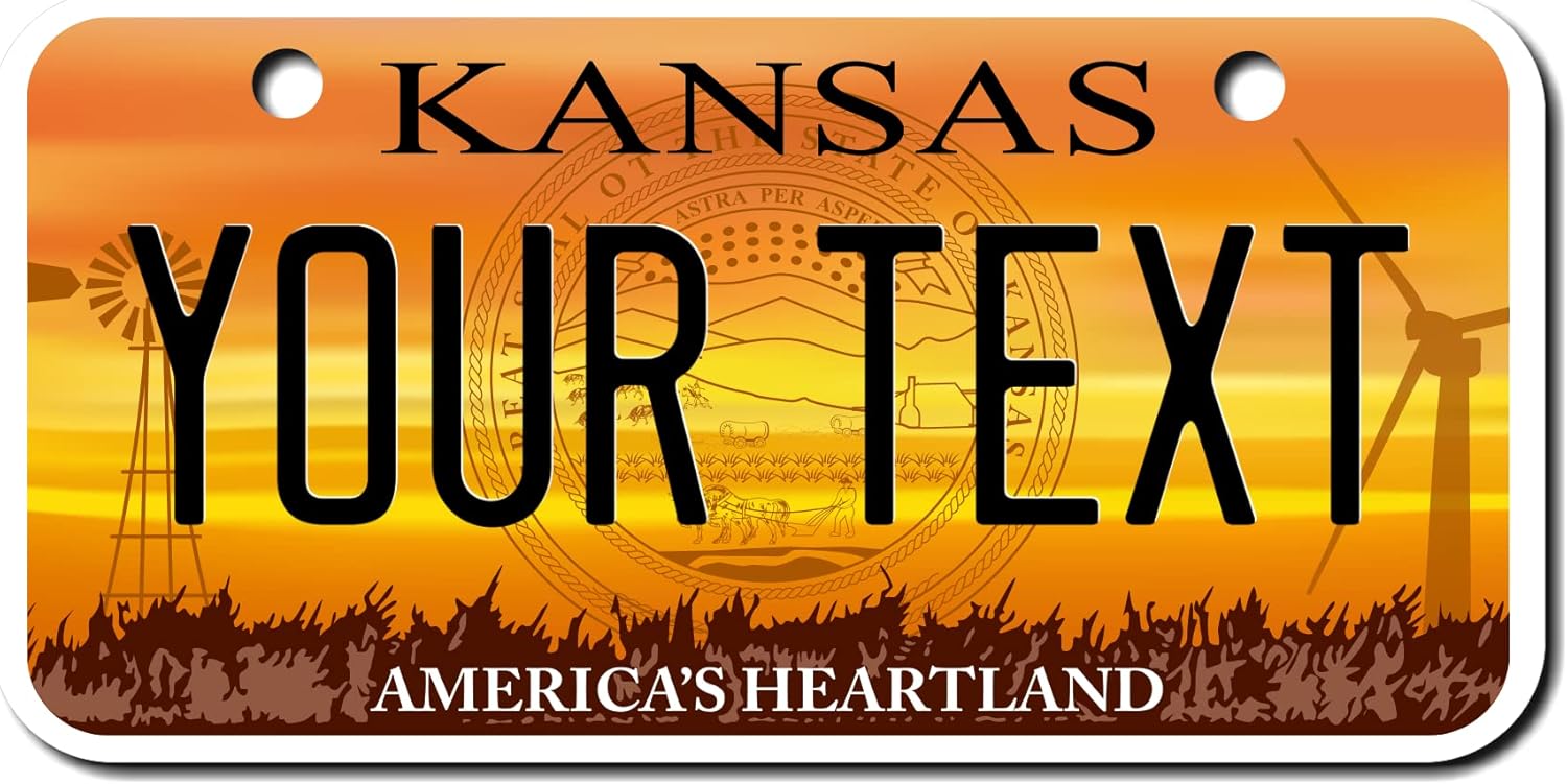 Personalized Kansas License Plate 5 Sizes Your Name or Text