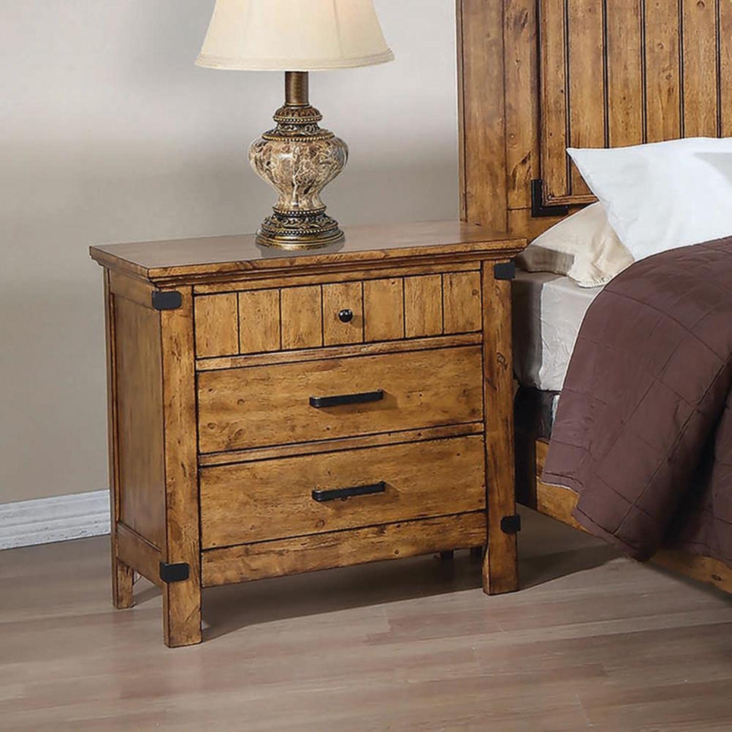 Coaster Brenner 3 Drawer Nightstand Natural Honey 205262