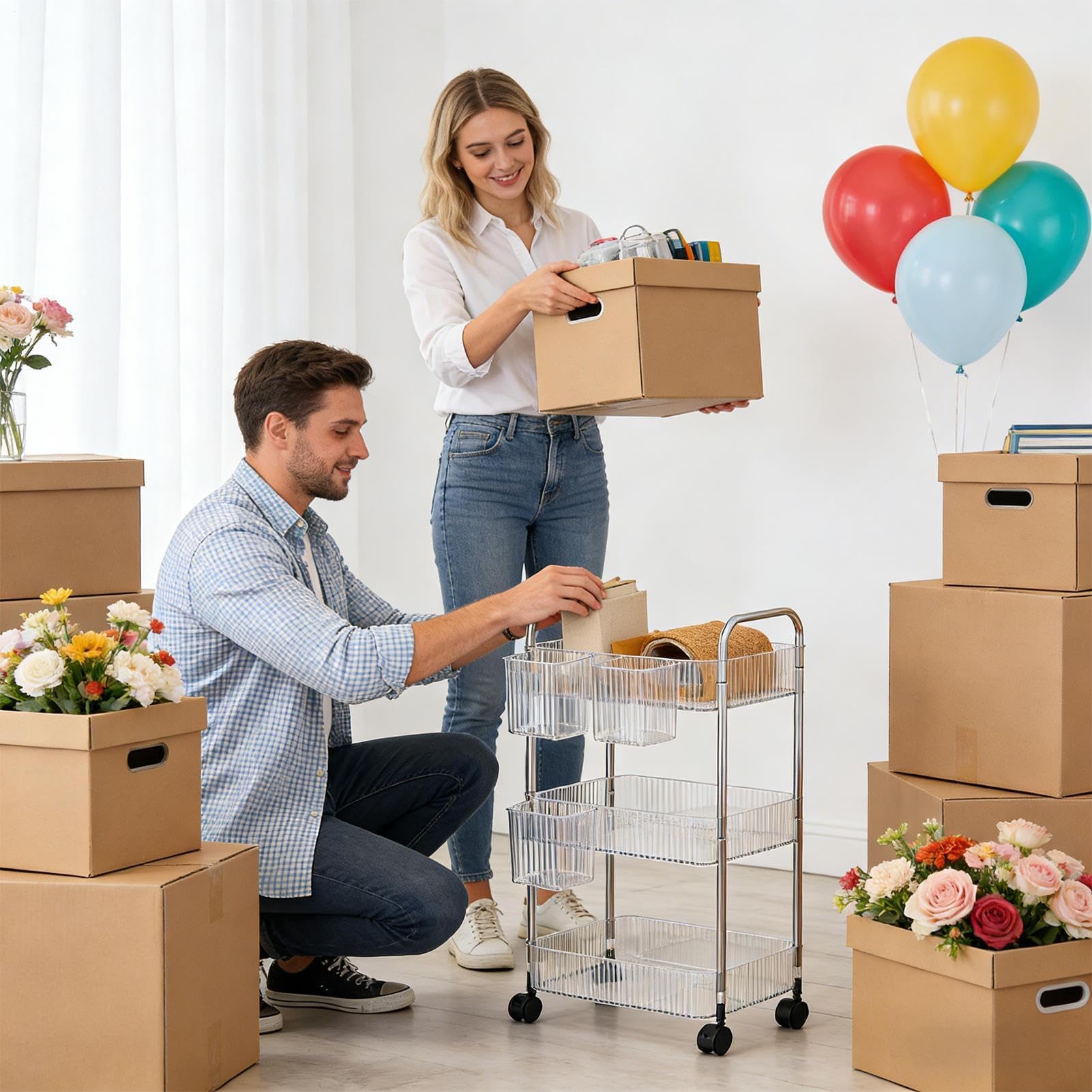Carrito rodante multifuncional, versátil para manualidades, sala de estar, cocina, baño y lavandería, carrito le Utili con amplio espacio