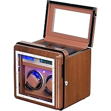 Automatic Watch Winder with 2 Quiet Running Motor Watch Winding LCD Display+ 3 Storage Box, Built-in Illumination, Walnut Watch Winder for Rolex with 4 Adjustable Upgraded Watch Pillows, AC Adapter