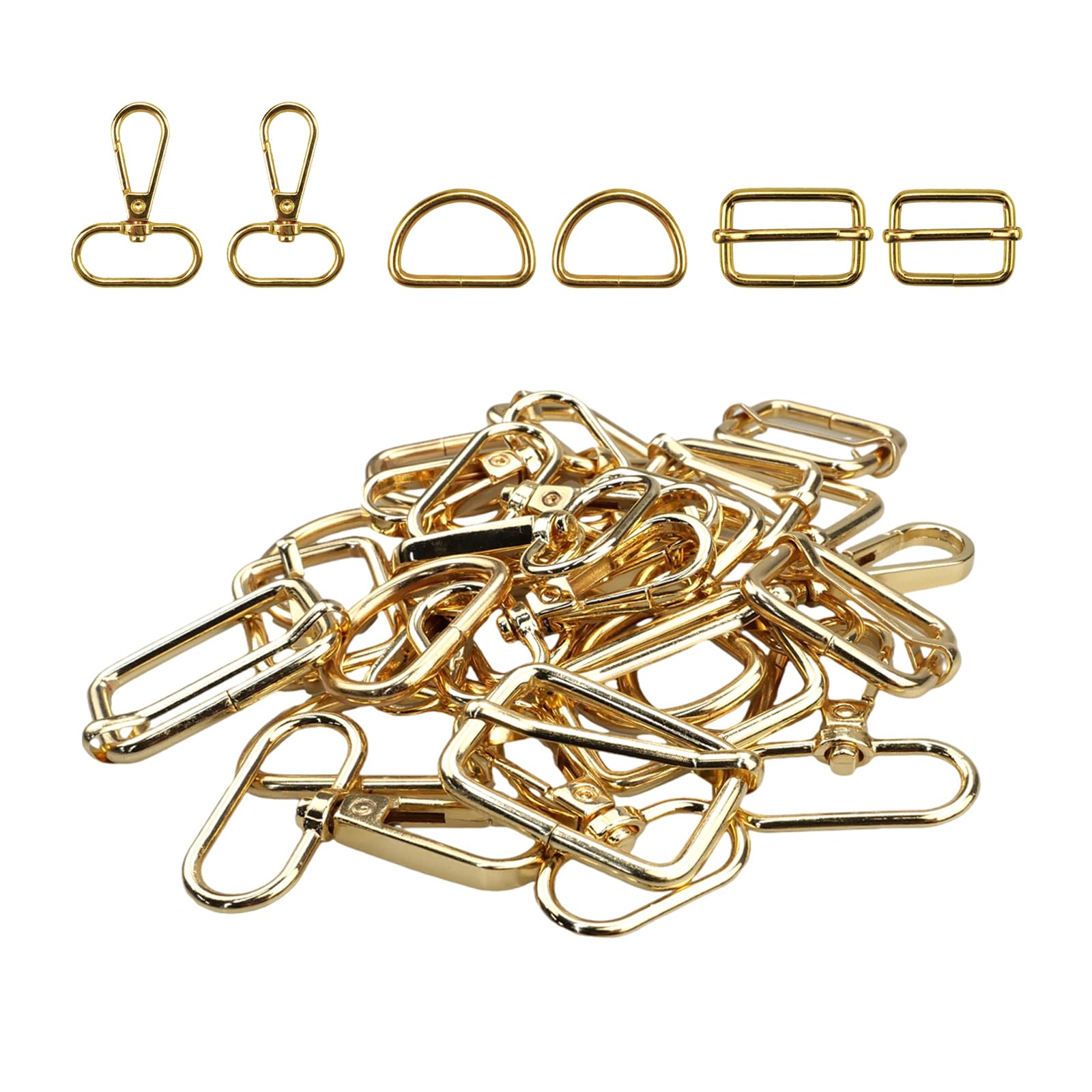 30 Pcs Metal D Ring Bag Making Hardware Suitable for DIY Craft Accessories Tote Purses Strap Dog Collars(Gold), Gold