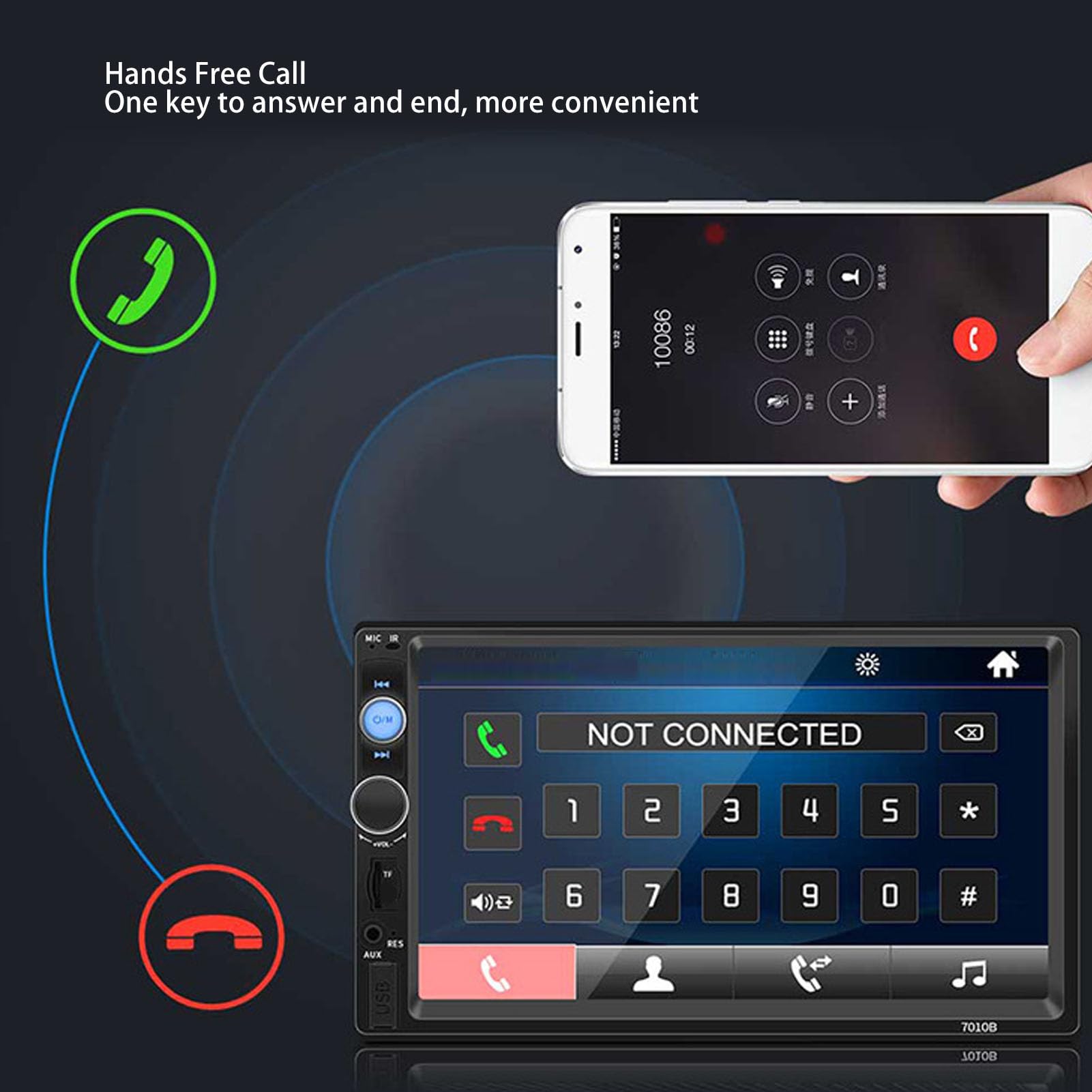 Radio Samochodowe 2 Din 7-calowy Odtwarzacz MP5, Samochodowe Stereo 2 Din z Obrazem Cofania Ekran Dotykowy HD Cyfrowy Wyświetlacz Multimedia Bluetooth 5.0 Zgodne z Android Auto