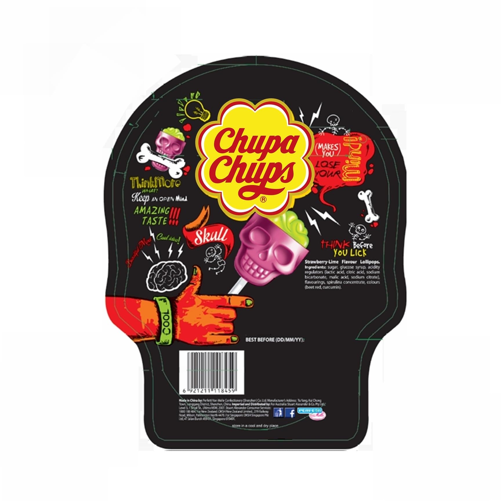Chupa Chups Halloween 3D Skull Bag Lolipops Sharebag 8sx15g