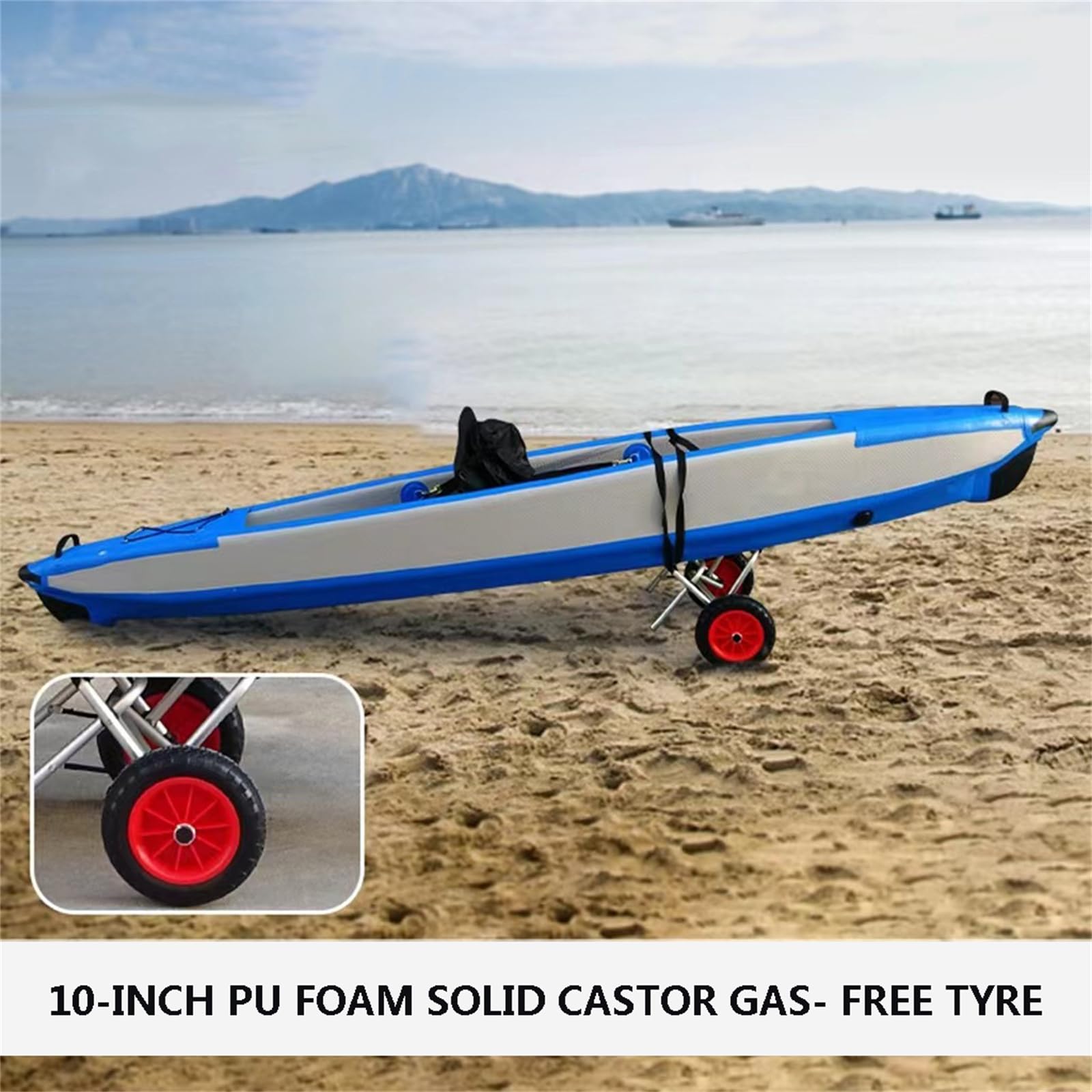 Carrito de kayak y canoa resistente con ruedas de 10 pulgadas, fácil transporte para barcos, tablas de surf y equipo de pesca, perfecto para aventuras al aire libre