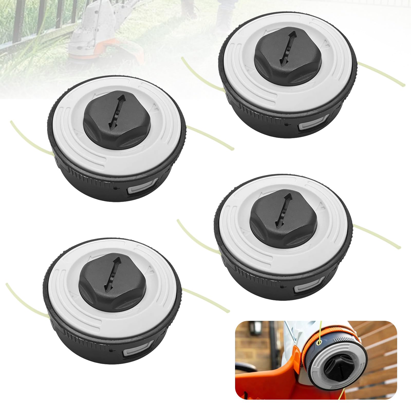 Trimmer Ersatzkopf, Trimmer Zubehör Rasentrimmerkopf Ersatz für Stihl Automatisches Schneiden C3-2 Trimmerkopf Ersatz für Stihl FSA 57,FSE 52,FSA57,FSE52 Trimmerkopfspule Ersatzteile (4 PCS)