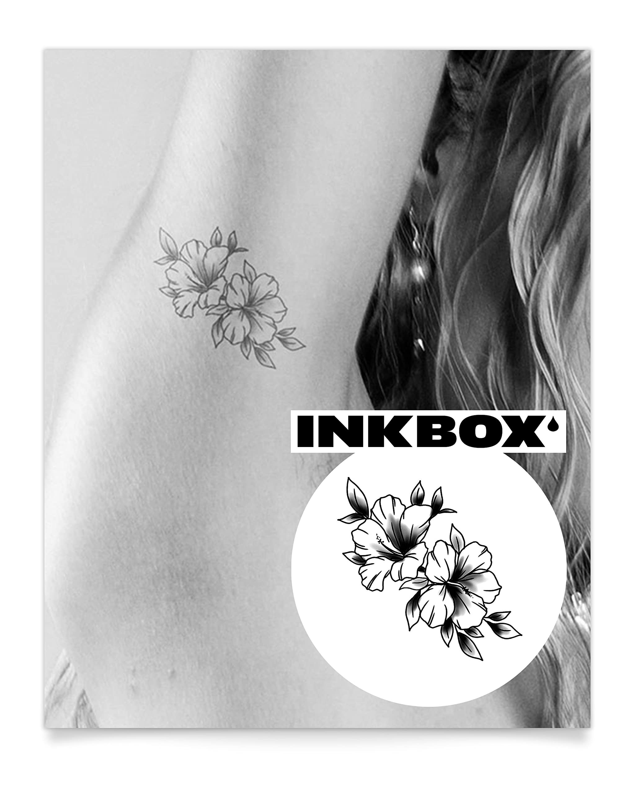 Inkbox Temporary Tattoos, Semi-Permanent Tattoo, One Premium Easy Long Lasting, Water-Resistant Temp Tattoo with For Now Ink - Lasts 1-2 Weeks, Bountiful Beauty, 3 x 3 in