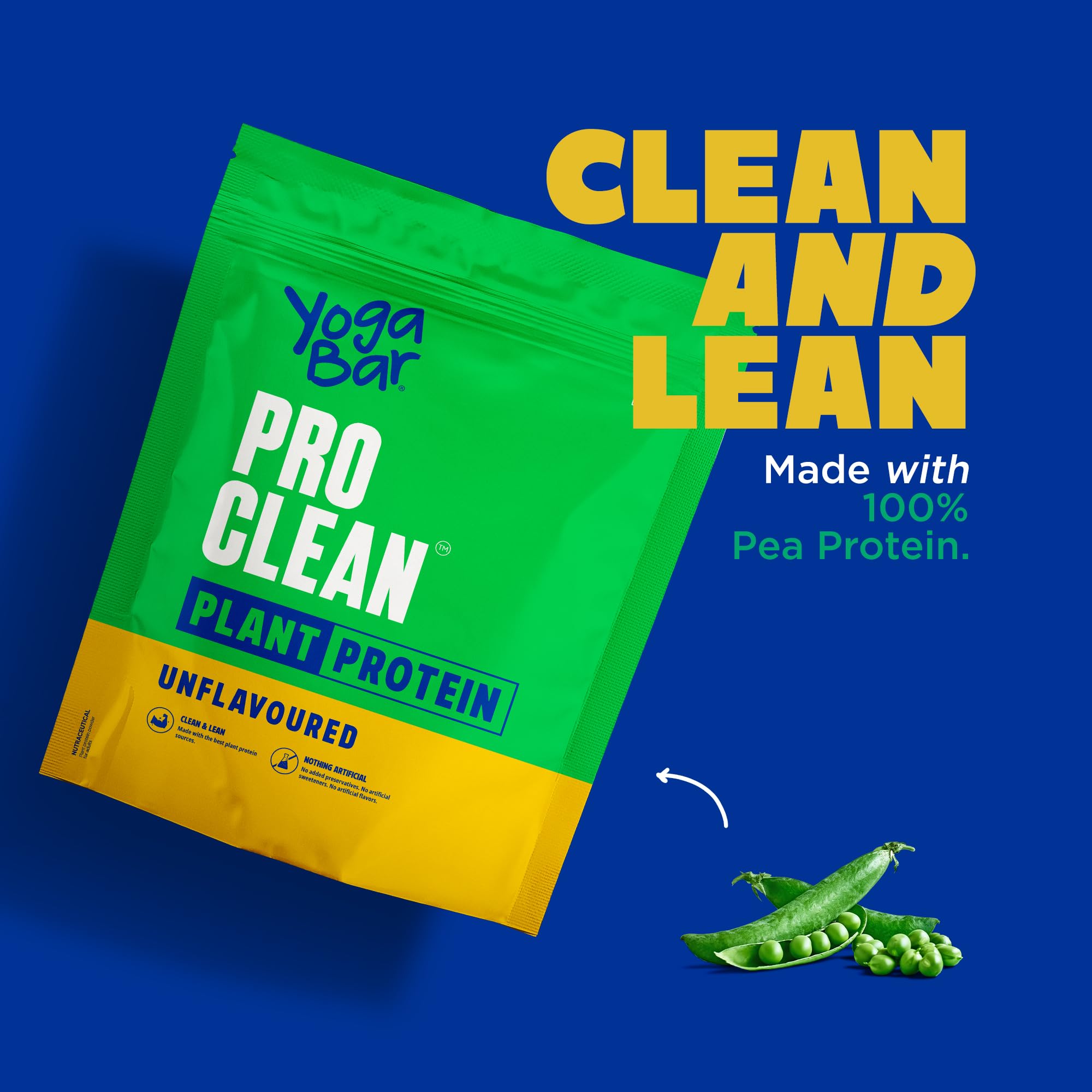 Yogabar Pro Clean Plant Protein | Unflavoured | 28g Protein per Serving | Clean & Natural Plant Blend | 500g Pack of 2 1