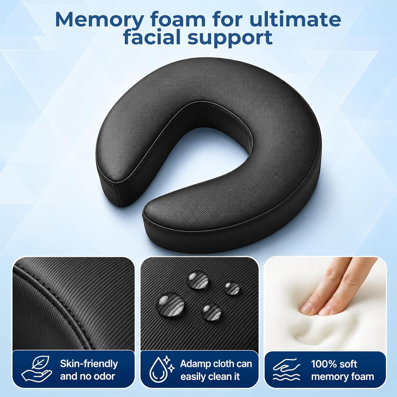 Massage Headrest for Bed, Adjustable Face Cradle with Memory Foam Pillow, Face Down Pillow for Sleeping Mattress, Bed Massage Head Holder for Home Massage & Relaxation