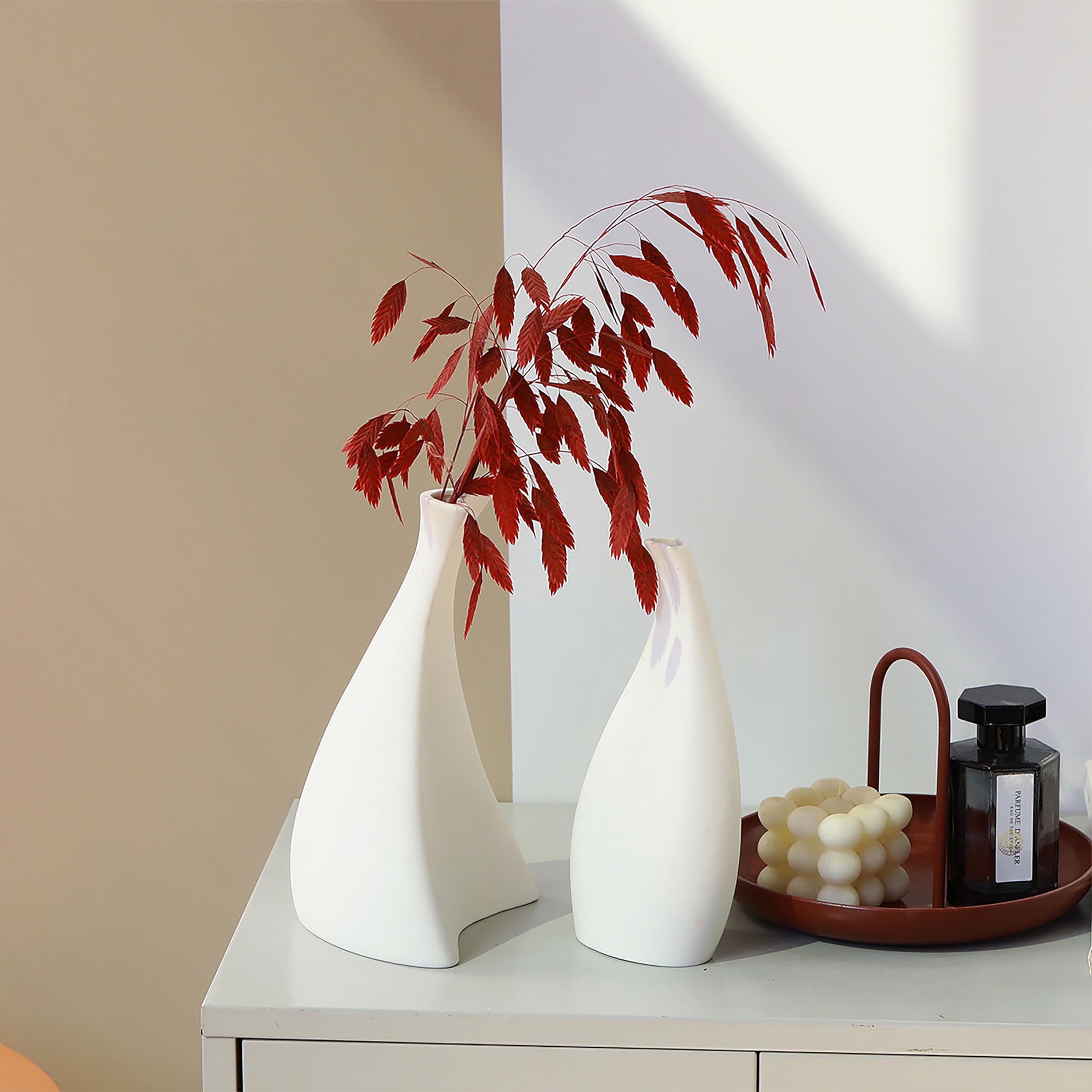 Weiße Keramikvase Mit Juteseil & Herz-Anhänger – 21 Cm Hoch, Handgefertigt, Für Blumen & Deko