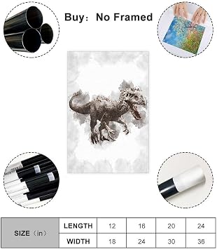 Kroey Dino Poster Indominus Rex Posters Canvas Jurassic Wall Art for Nursery Kids Room Bedroom Dorm Office Classroom Decor Unframe-Indominus Rex 08x12inch(20x30cm)