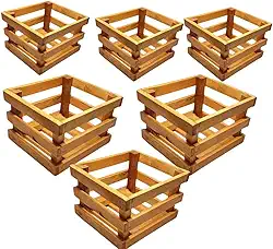 Genérico Kit de 5 Cachepots de Madeira de Eucalipto Reflorestamento, Marrom, Rústico, Pendurado, para Jardim Vertical, Varanda ou Horta, 26 x 26 x 14 cm, 2 kg, 5.2 pounds