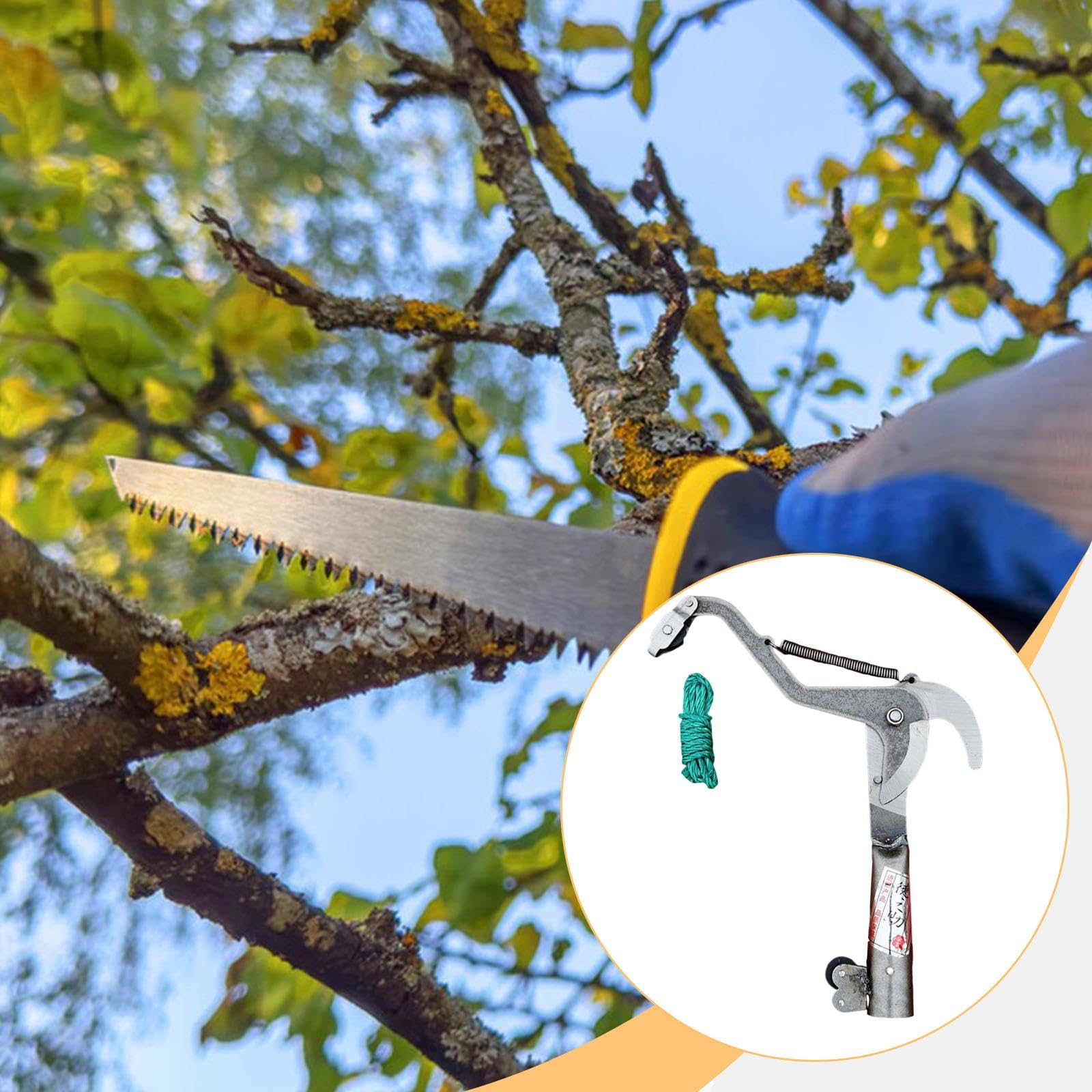 Tijeras de Poda de Altura para Árboles con Cuerda Podadora Manual de Ramas Diseño Innovador con Polea Doble en Hierro Y Acero Adecuada para Jard, L
