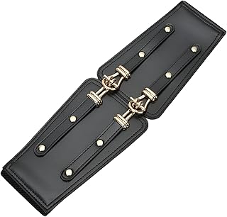 حزام خصر كورسيه - شريط مطاطي عريض مع ابزيم قابل للتعديل لشد وتحديد الخصر للحصول على مظهر عصري ومريح