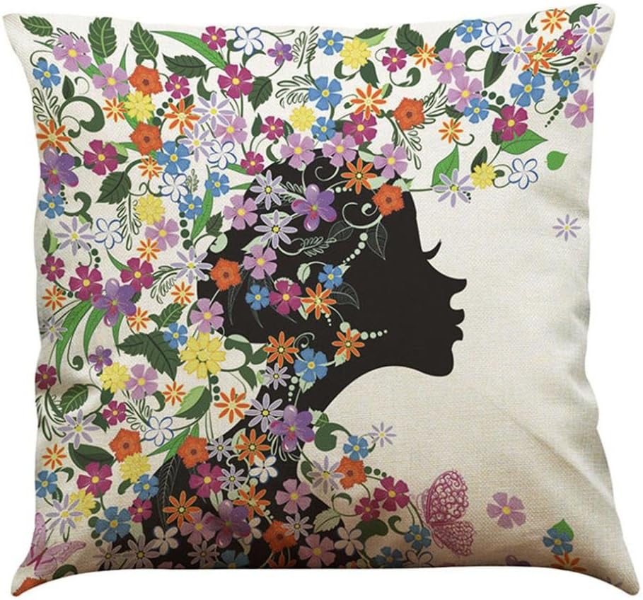 IEason Pillow Cases Dream Girl Cotton Linen Throw Pillow