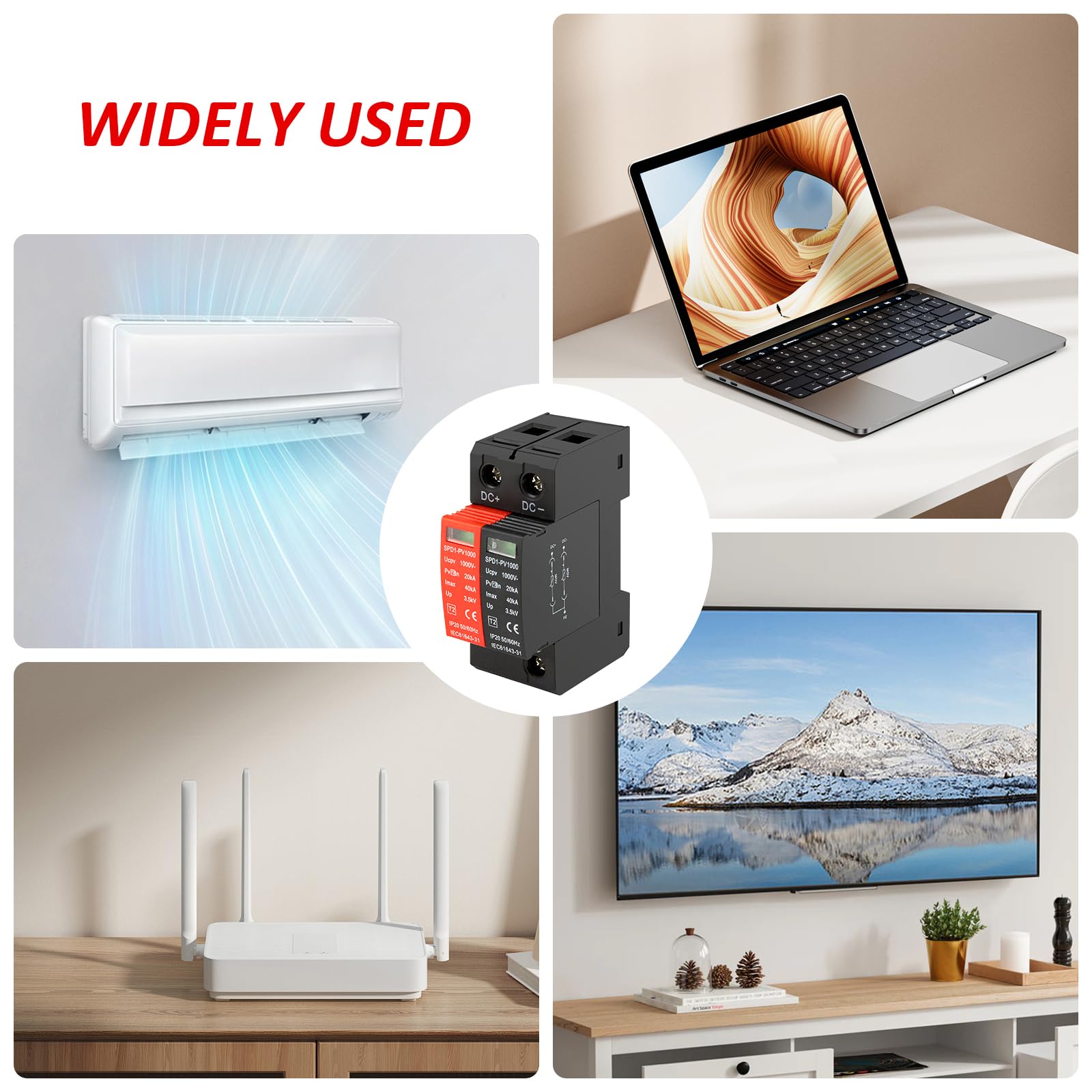 Überspannungsschutz, Überspannungsschutzgerät für PV, Überspannungsschutz Typ 2, PV1000, Maximaler Ableitstrom von 40 Ka-2Pcs