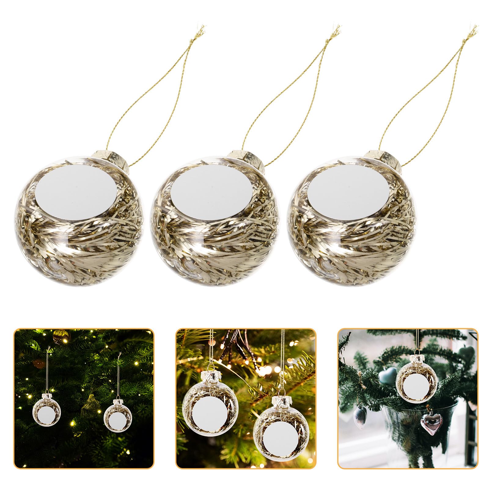 minkissy 16 Piezas Bolas Navideñas Colgantes Rellenables de Plástico
