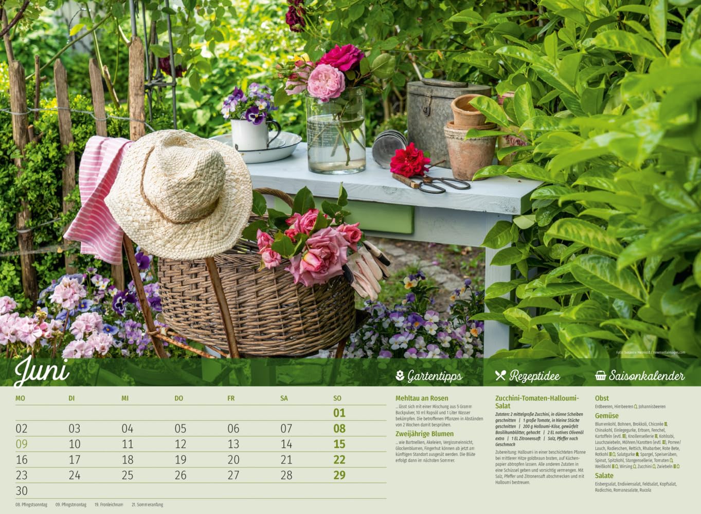 Landliebe Kalender 2025, Wandkalender im Querformat (45x33 cm) - Gartenkalender / Landleben mit Tipps zu Garten und Küche sowie Saisonkalender