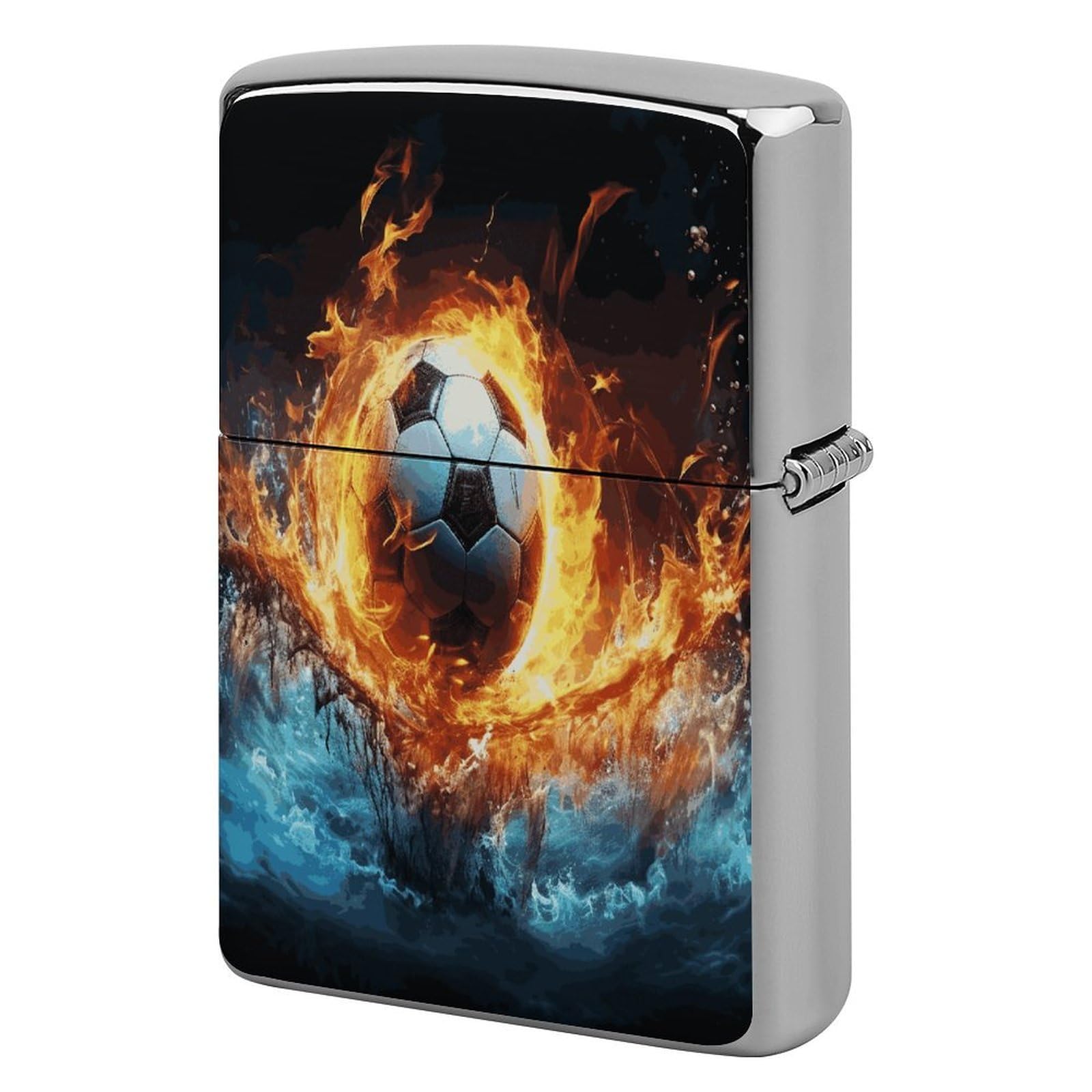Fekiloot Style Football In Fire And Water Lighter Case Cover Lighter Holder