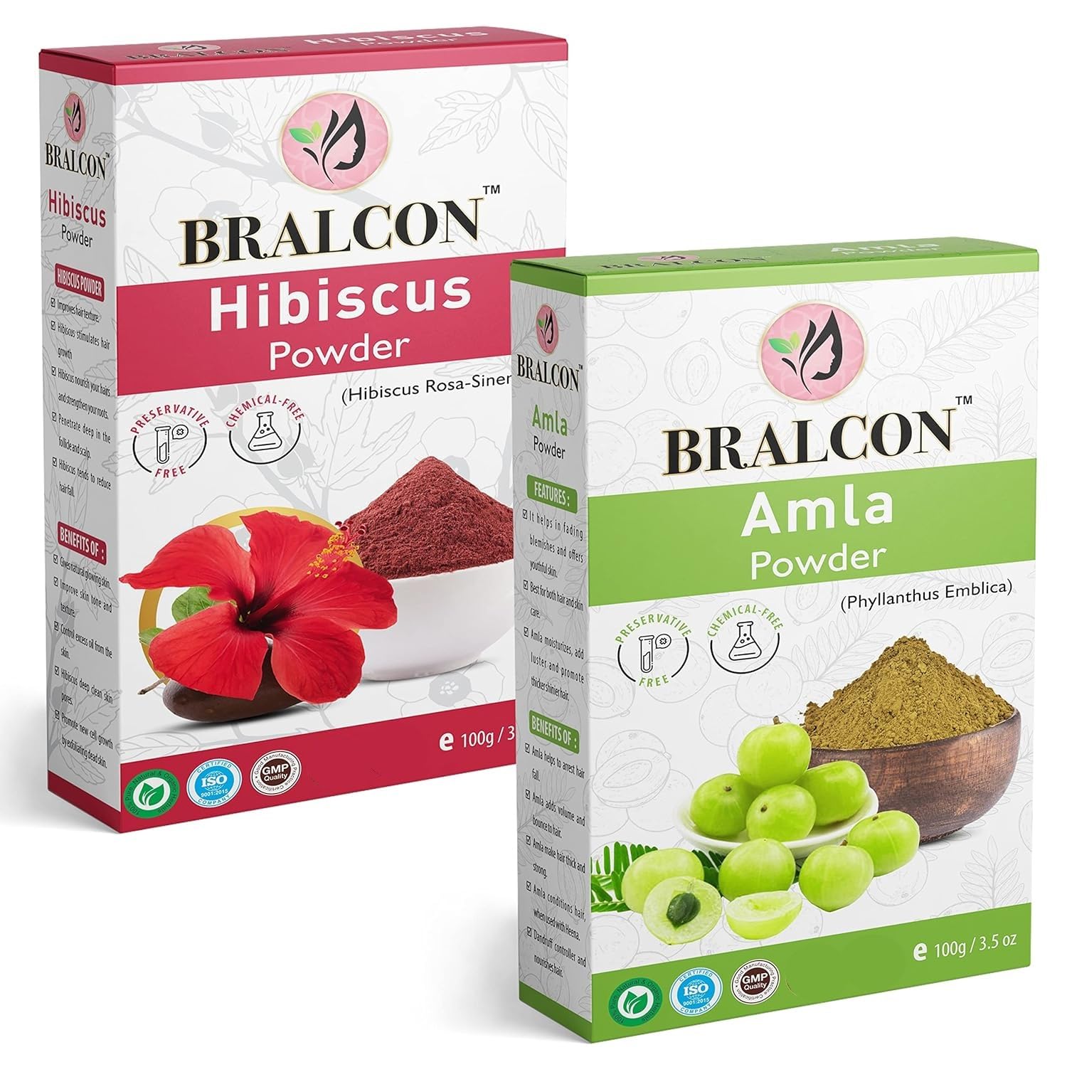 BRALCON Organic Amla Powder and Hibiscus Powder Combo -200g (100g x 2 Pack)|Hair Conditioning| 100% Pure & Natural Hibiscus Powder, Indian Gooseberry Powder for Hair Growth, Hair Care & Skin Care-image-29