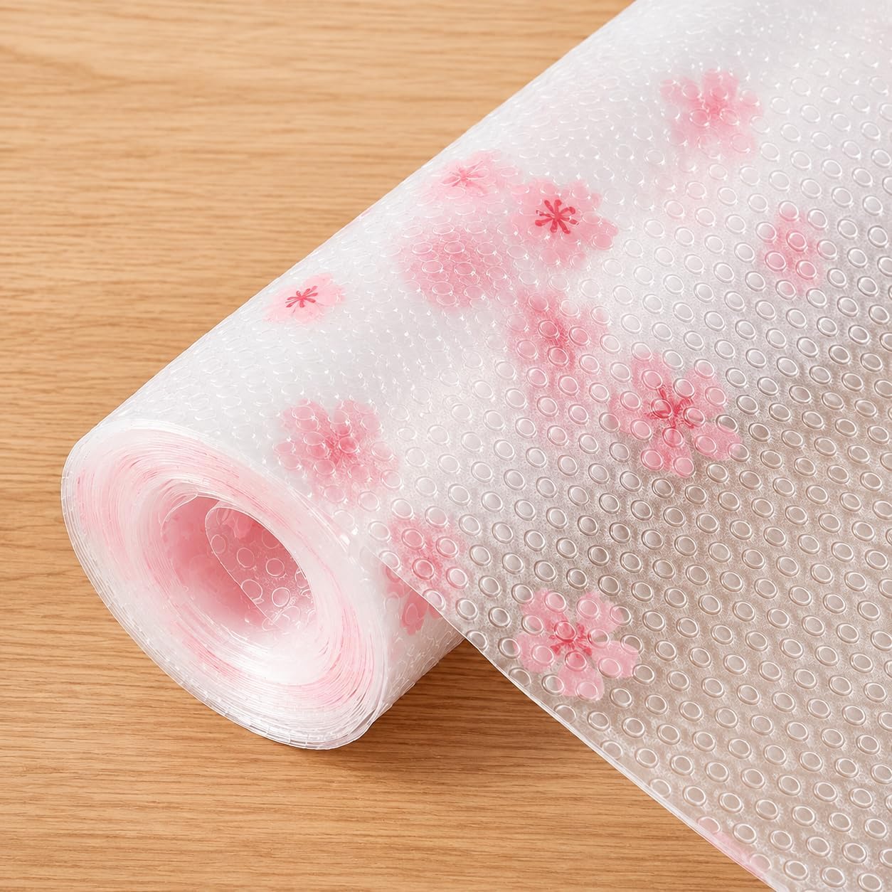 ESPERO Fridge Mats, Kitchen Mat EVA Food Grade Multipurpose Washable Anti Slip Mat/Sheet for Fridge, Shelf Liners for Kitchen Shelves, Table, Kitchen Drawer mat - 300 x 45 cm (Pink Flower)