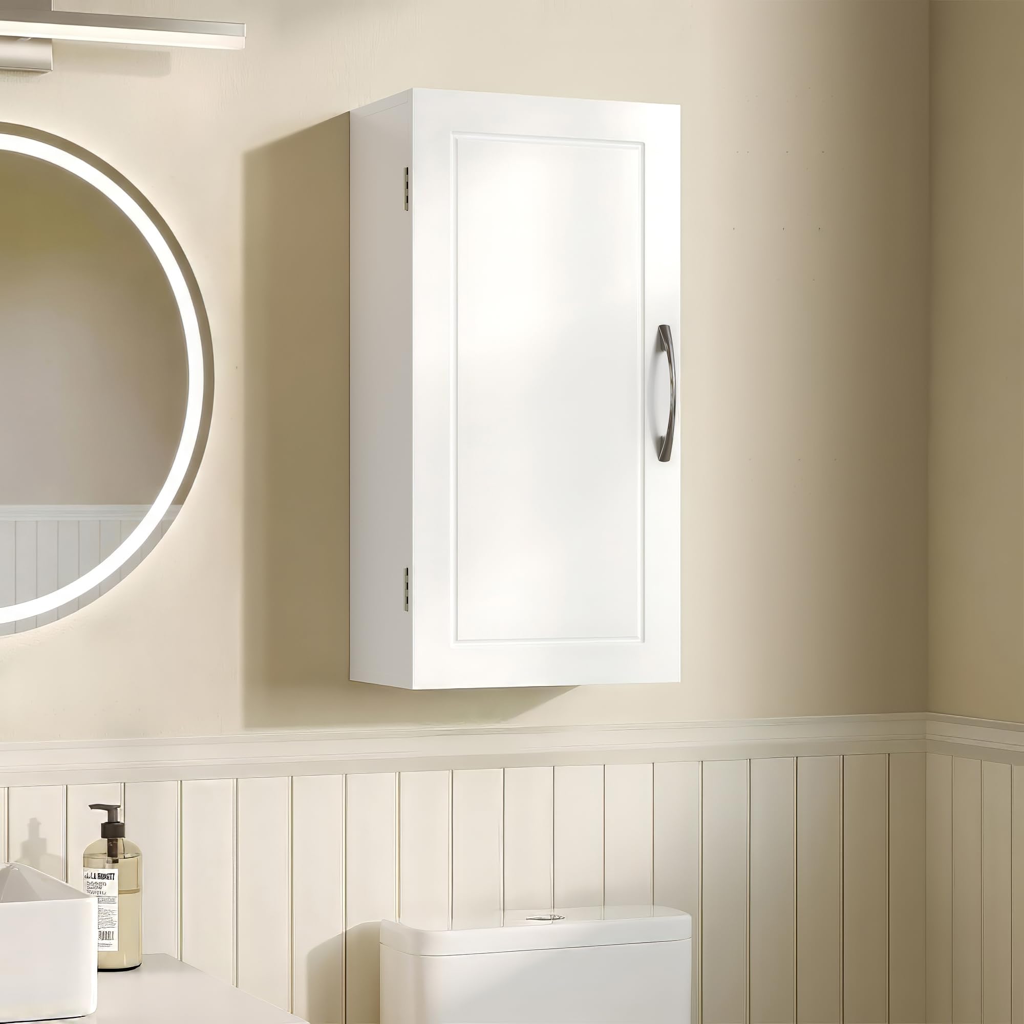VASAGLE Bathroom Wall Cabinet, Wall-Mounted Bathroom Storage Cabinet, 18 x 30 x 60 cm, Medicine Cabinet with Adjustable Shelves, Cloud White BBK322WB01