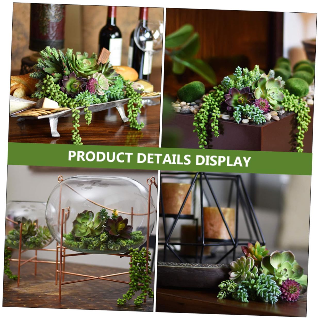 NUOBESTY Plantes Succulentes Imitées 14Pcs PVC PE Légères, Ambiance Noël | Vert, sans Entretien Quotidien, Accessoires Photo Pratiques, pour Mini Jardin Garçon et Filles et Compositions