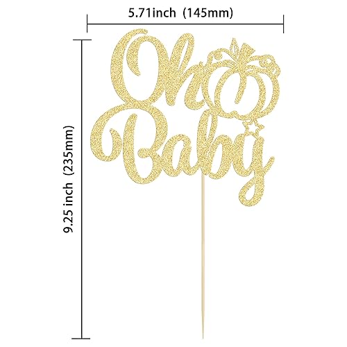 Miniatura 40 de Gyufise 24 piezas de calabaza Oh Baby Cupcake Toppers Glitter Baby Shower Calabaza Cupcake Picks Baby Feet Decoraciones para pasteles temáticos de A