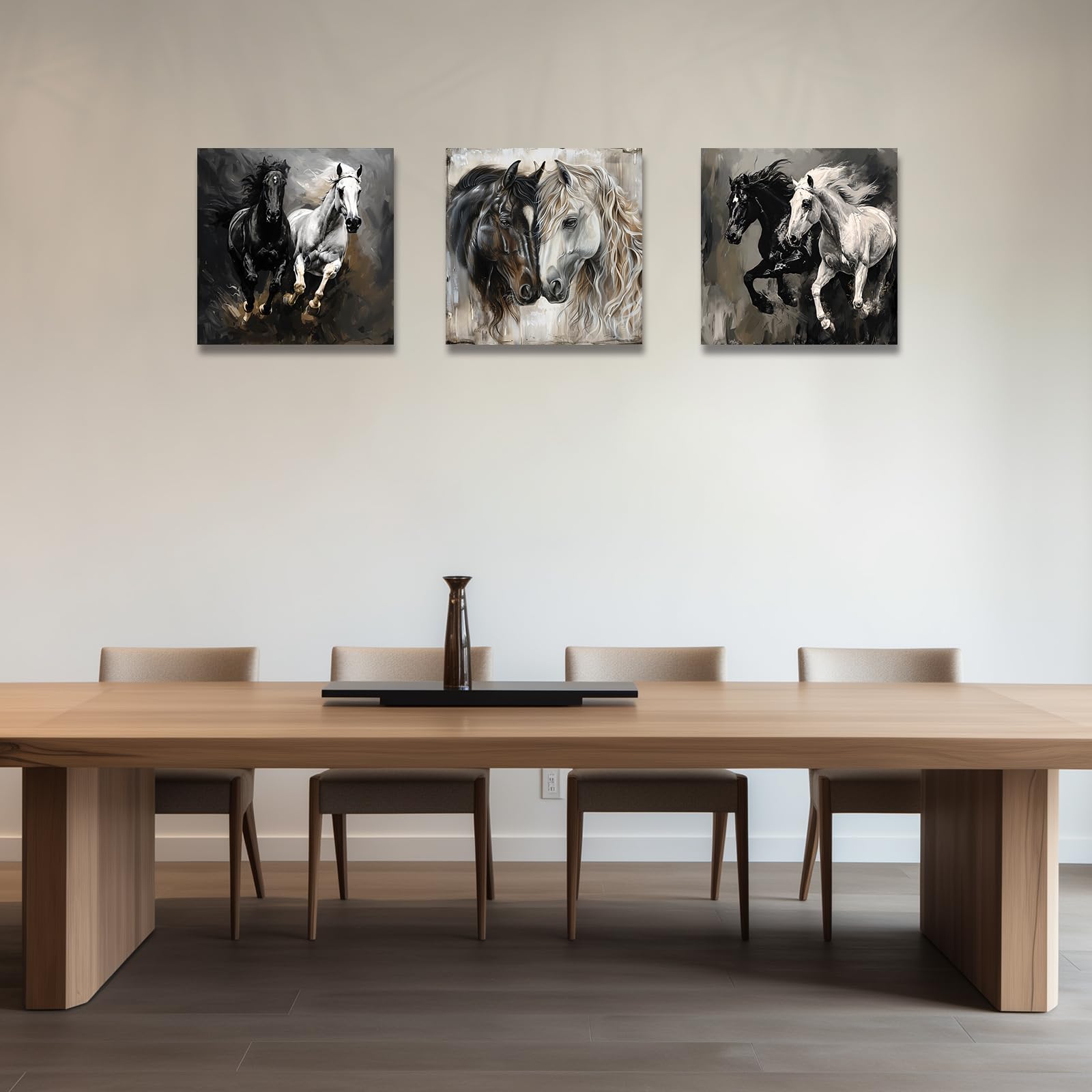 Amazon.co.jp: ZXHYWYM 走る馬の絵 白黒 動物 ウォールアート カップル