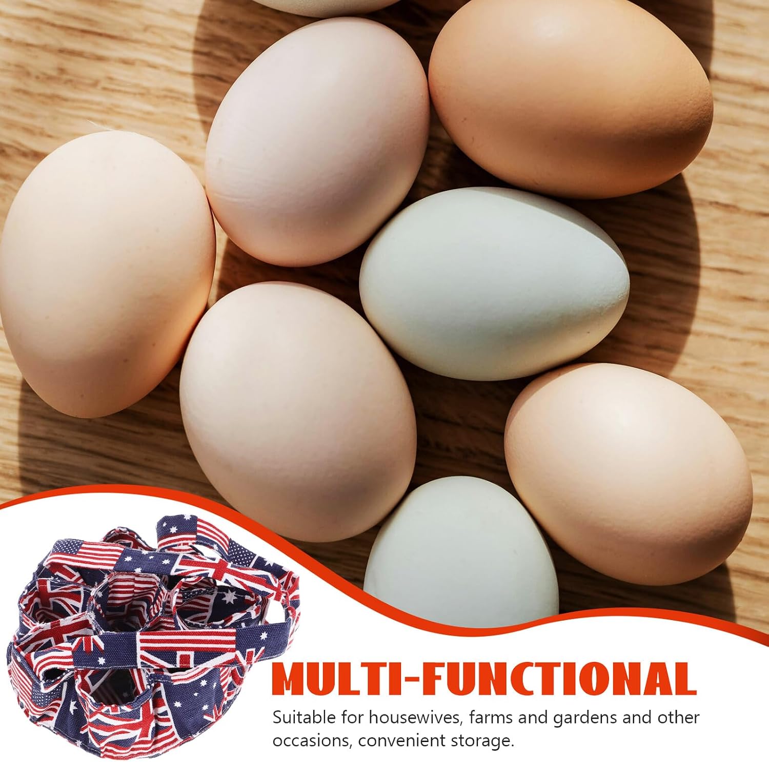 VOSAREA Fabric Egg Collection Basket with 9 Slots Fresh Egg Holder Sturdy Storage Holder for Hen Duck Farmhouse Kitchen and Garden Use