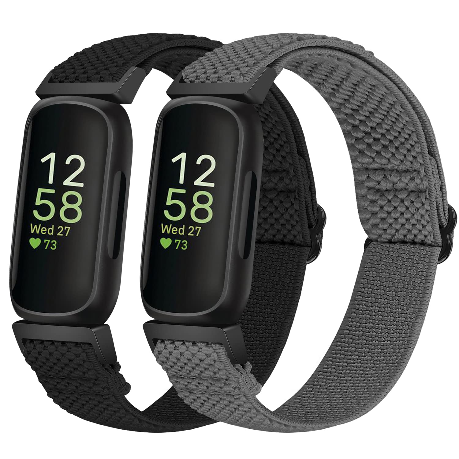 Tiptops Elastische Nylonbänder Kompatibel mit Fitbit Inspire 3/Inspire 2/Inspire/Inspire HR/Ace 3/Ace 2 Frauen Männer Kinder, Verstellbare Atmungsaktive Nylon Ersatz Solo Loop Armbänder （2 Pack）