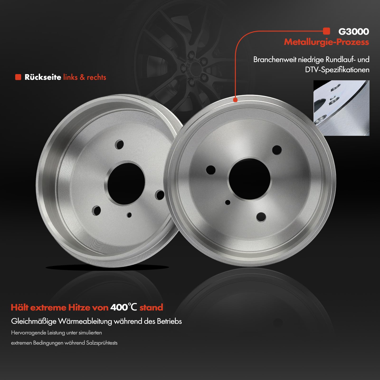 Frankberg 2 tamburi freno asse posteriore 4514230001 | Compatibile con: Crossblade 450, Cabrio 450, Fortwo Coupé 451, Fortwo Coupé 450, City-Coupé 450