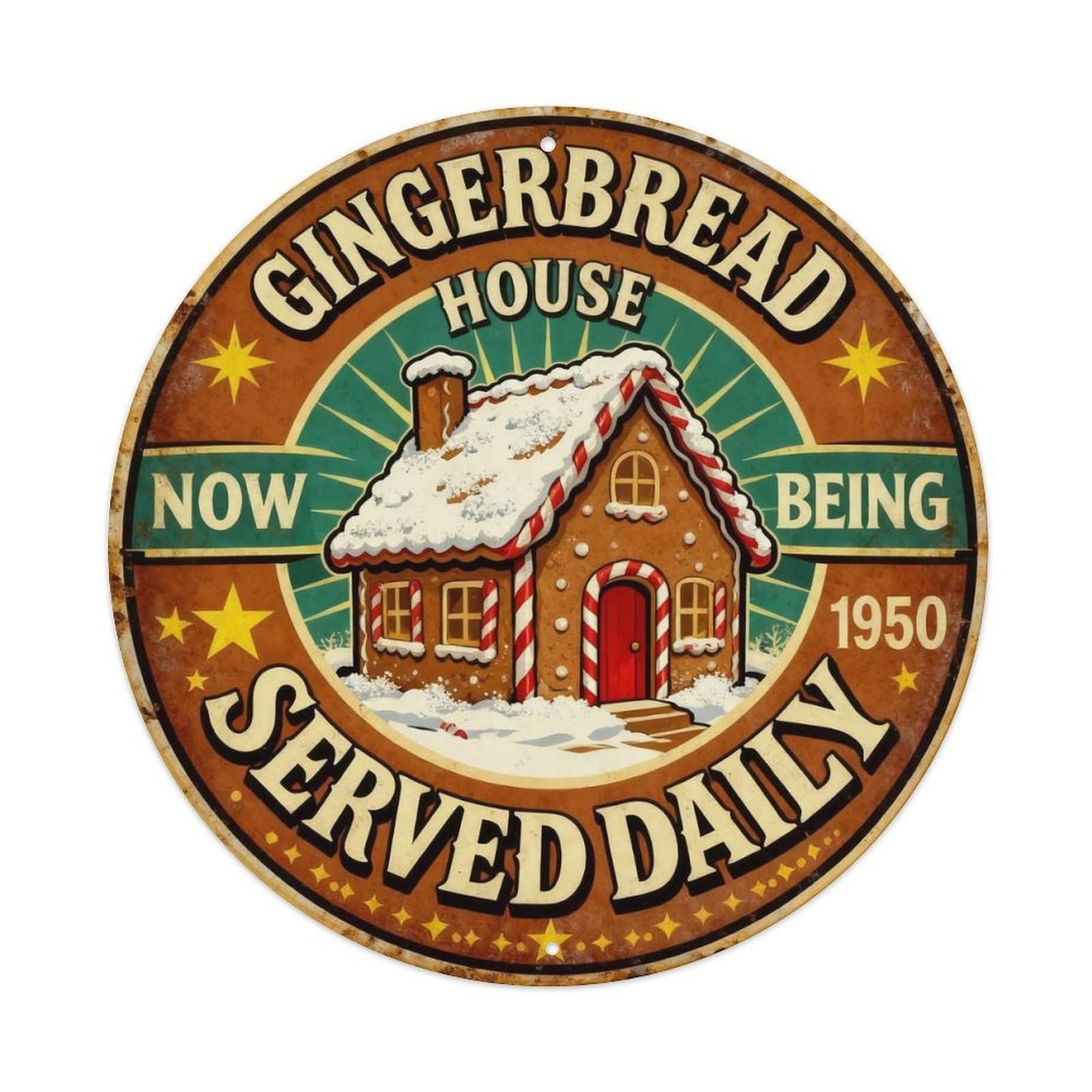 Gingerbread House Christmas Sign Metal Tin Sign Plaque