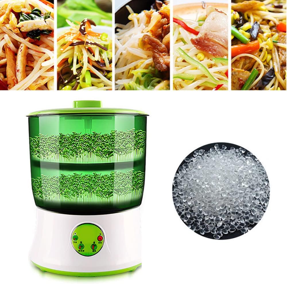 YIYIBYUS Bean Sprouts Machine,110V 2 Layers Function Large Capacity Household Intelligent Automatic Bean Sprouts Maker with Temperature Control and Automatic Watering