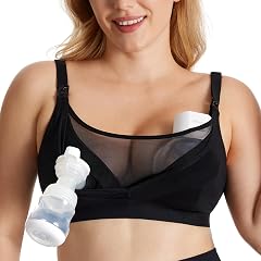 Momcozy Mesh Support Pumping Bra Hands Free Suitable for 36C-44G Comfortable Plus Size Pumping and Nursing Bra in