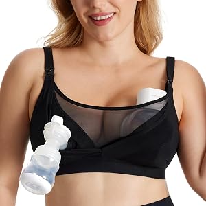 Momcozy Mesh Support Pumping Bra Hands Free Suitable for 36C-44G Comfortable Plus Size Pumping and Nursing Bra in