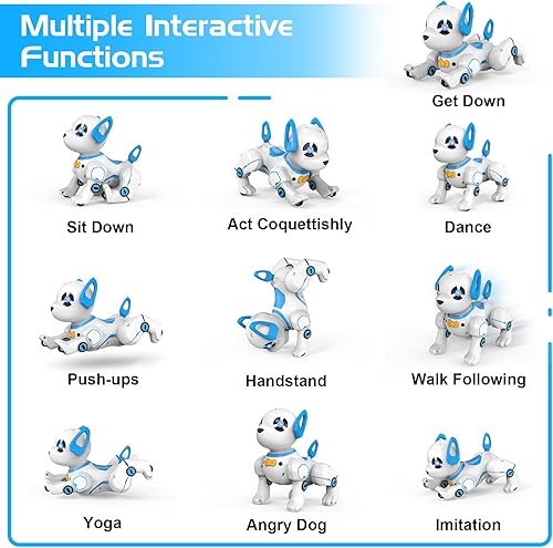 Miniatura 10 de Robot de juguete para perros con control remoto, programable inteligente interactivo robótico, robot de acrobacias a control remoto, juguetes para
