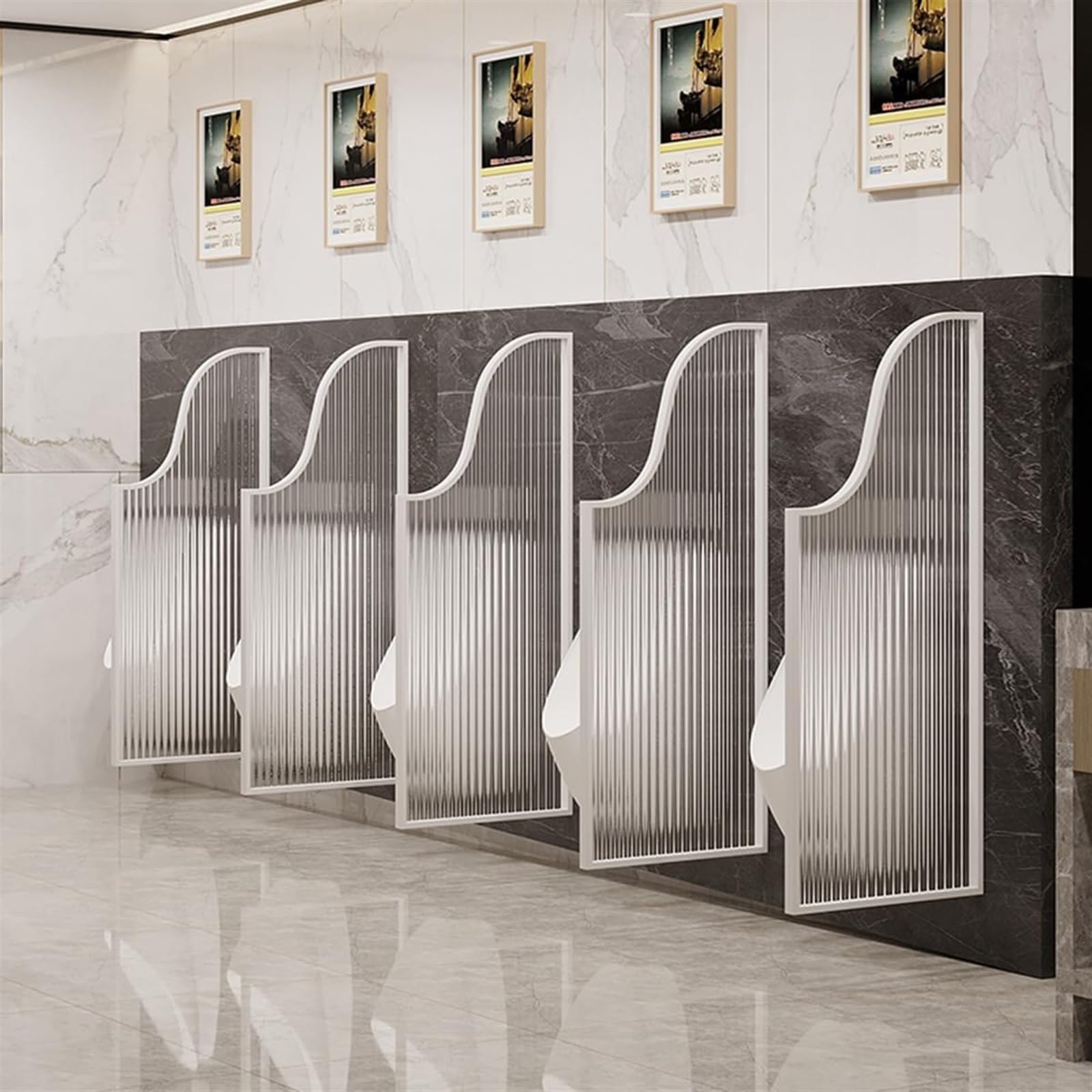 Mampara divisoria de privacidad para urinario masculino de 47 pulgadas, de montaje en pared, para hoteles, bares y lugares públicos, color blanco, 1 unidad.