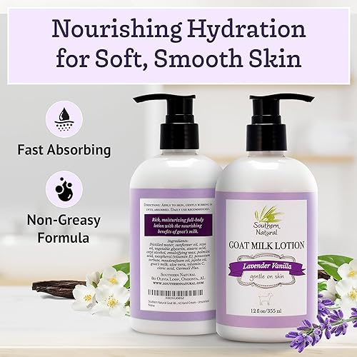 Miniatura 3 de Southern Natural Loción de leche de cabra  Hidratante nutritivo para rostro, cuerpo y manos para piel seca y sensible  Crema hidratante, cuidado de