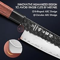 Vista 6 de HEZHEN Juego de cuchillos de cocina 4 piezas, cuchillo de chef de acero revestido Nakiri forjado Santoku, mango octogonal de madera