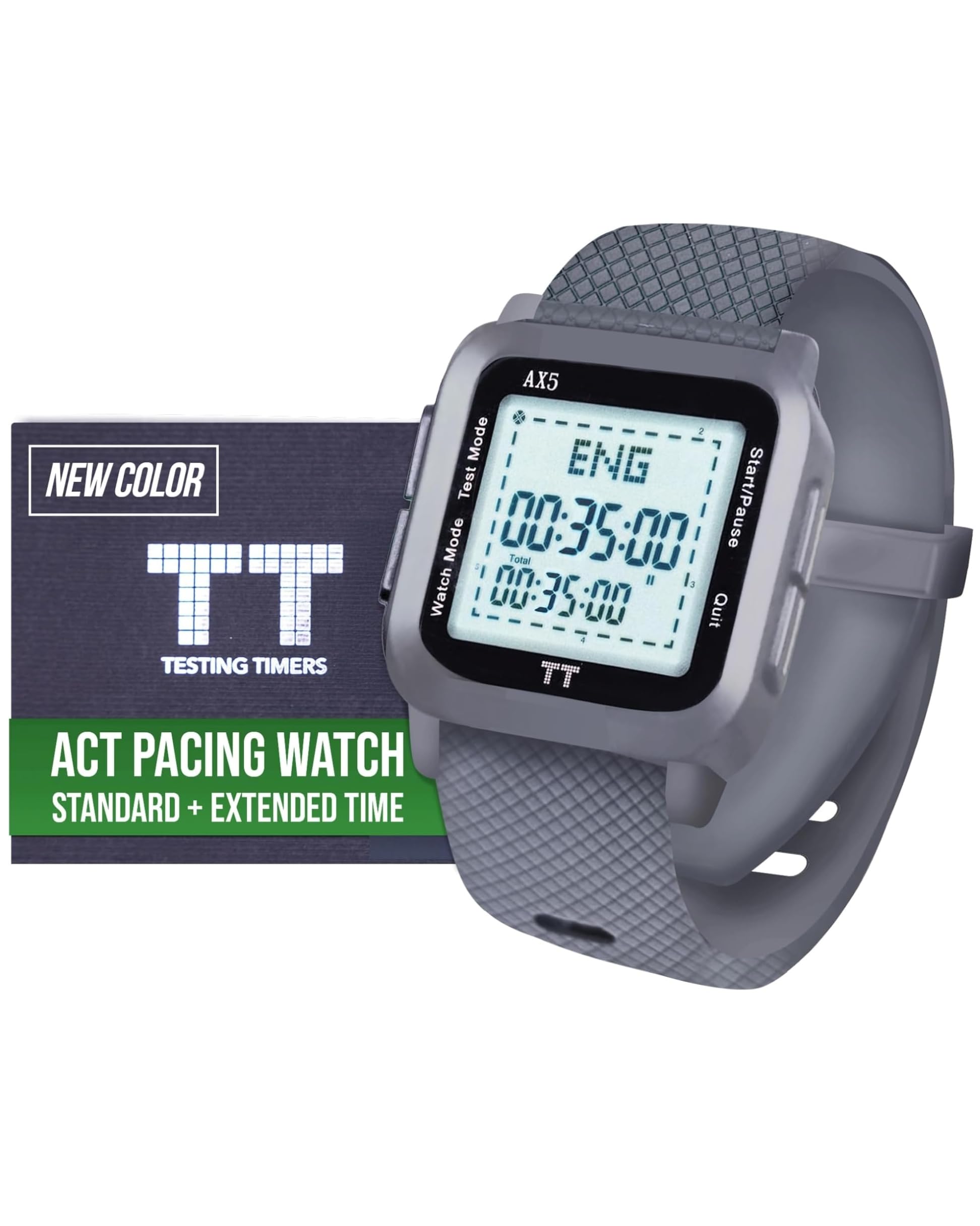 ACT Watch for Test Approved, Easy-to-Use Digital Pacing Reusable, Test Mode Button with Pre-Program Section for ACT & Blinking Marker to Monitor Elapsed Time (Standard + Extended Time)